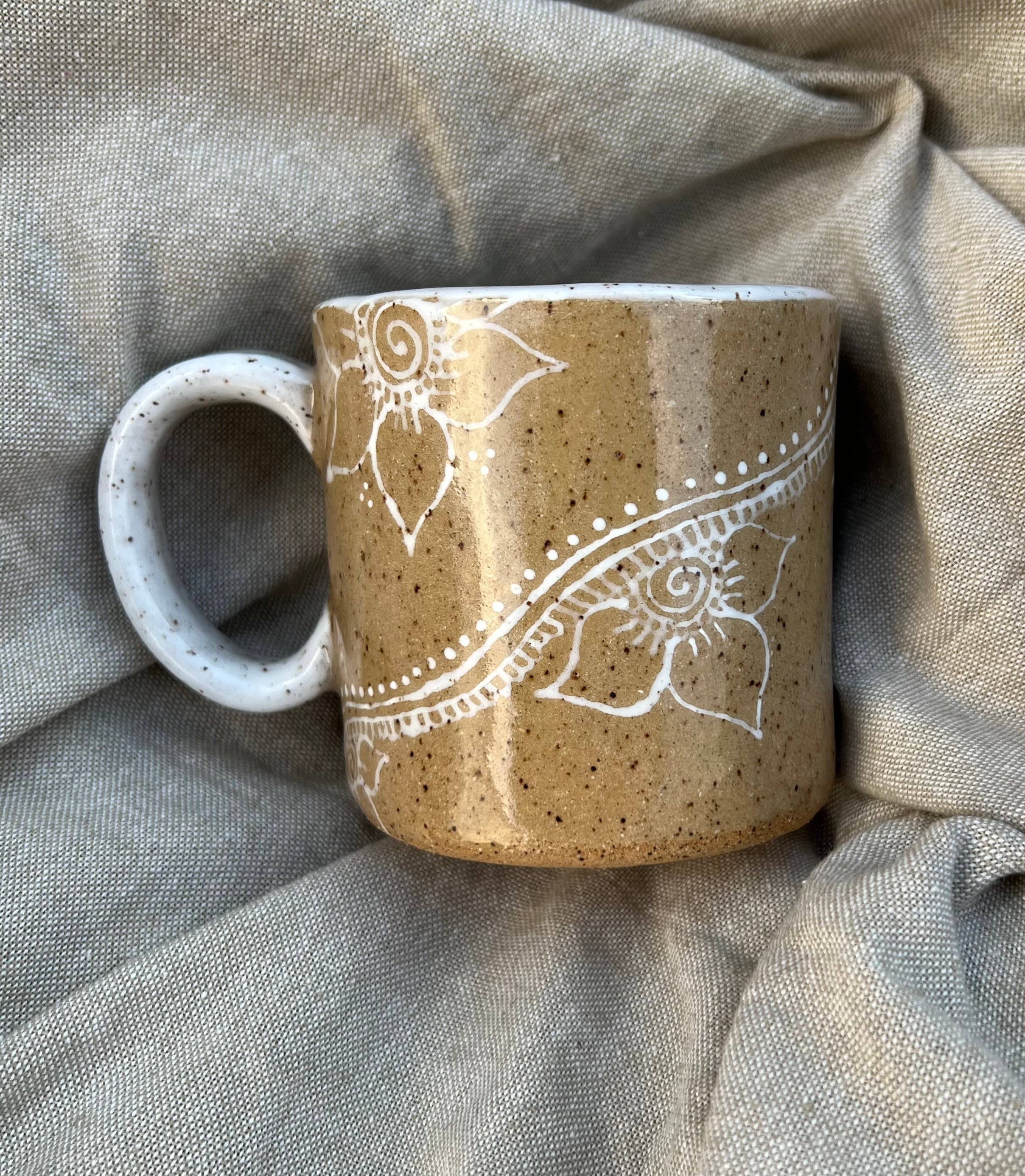 White Flower Mug