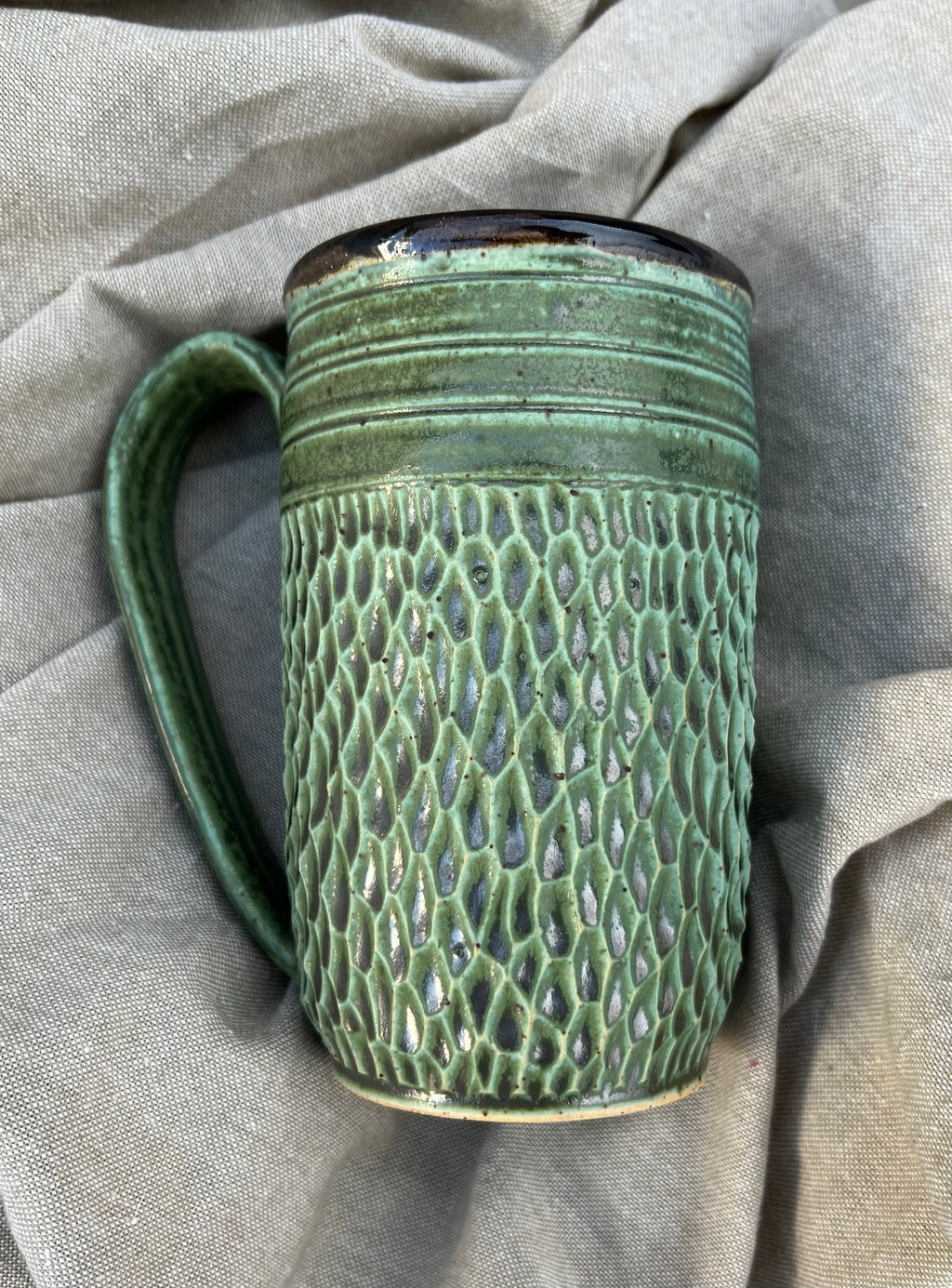 Heavy Texture Large Green Mug