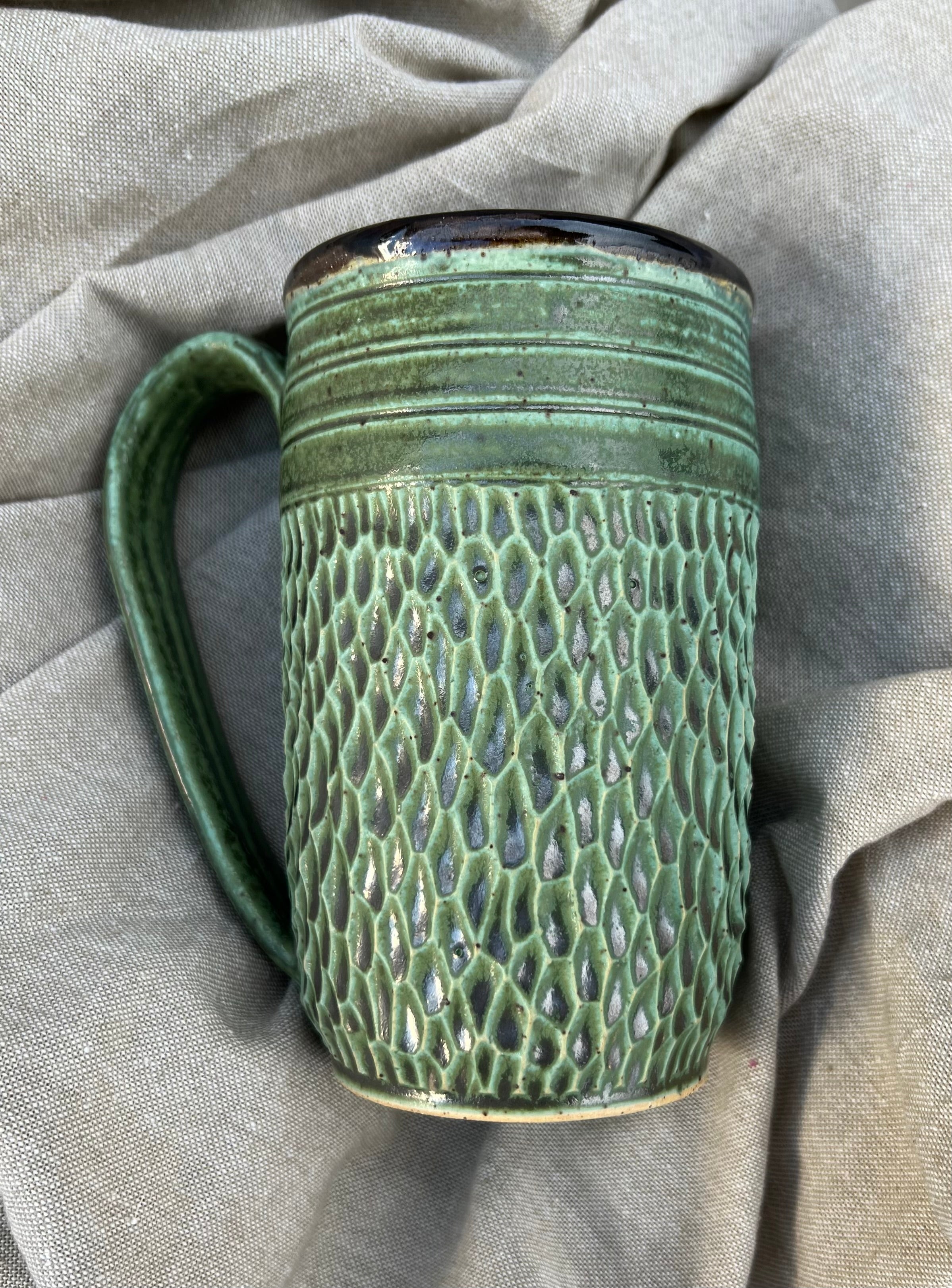 Heavy Texture Large Green Mug