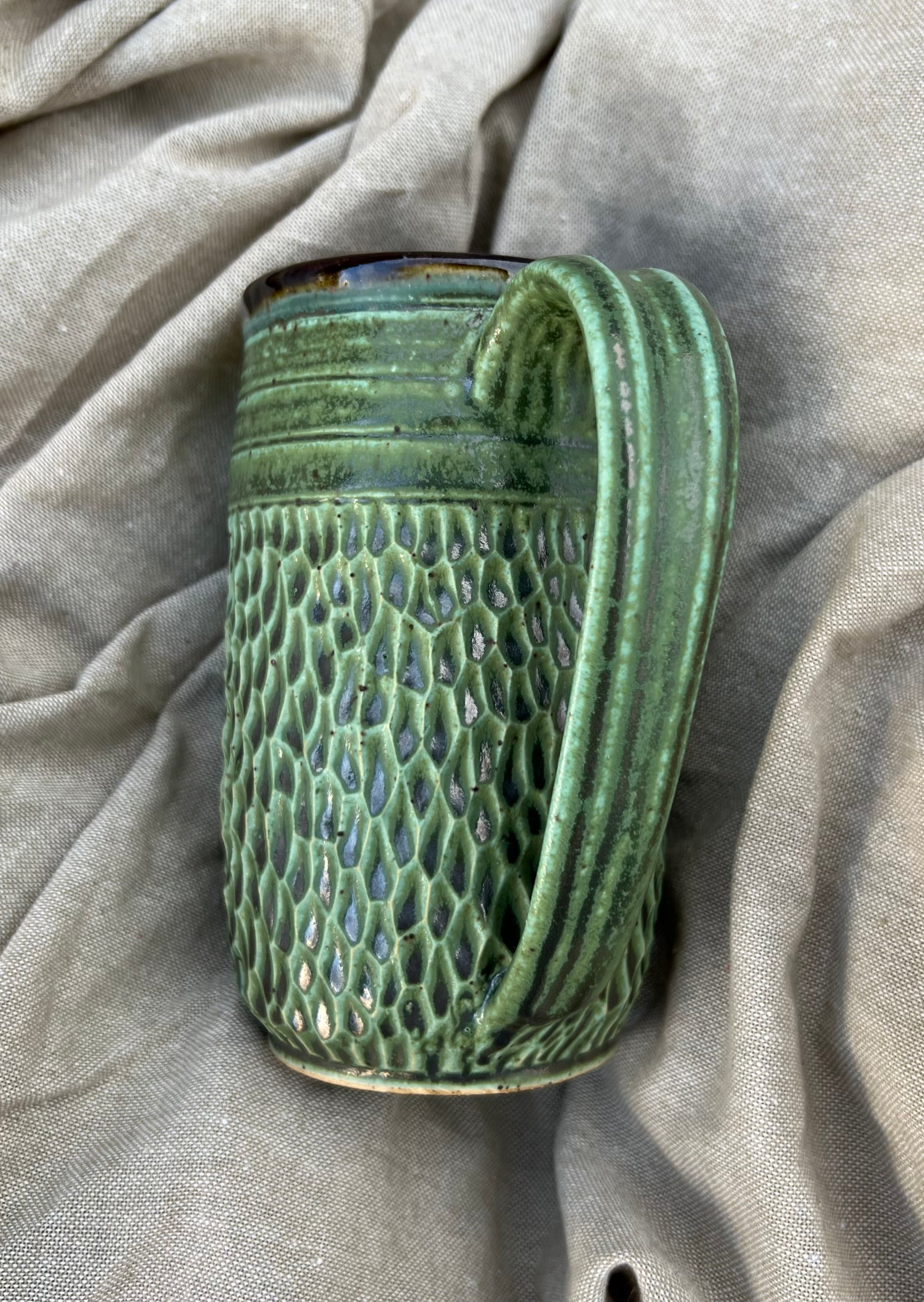 Heavy Texture Large Green Mug