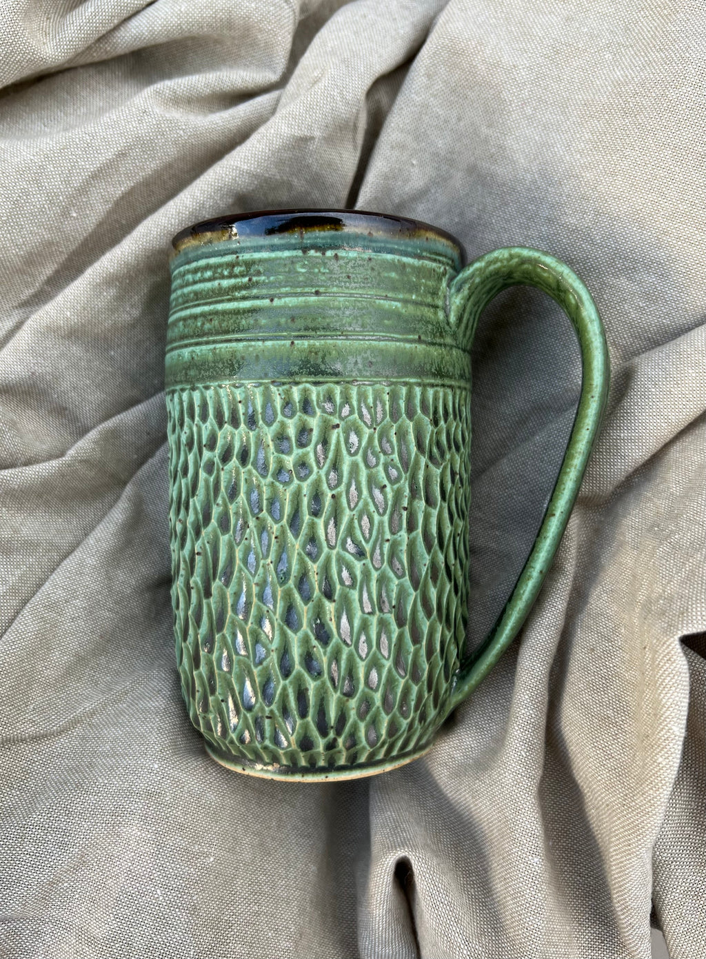 Heavy Texture Large Green Mug