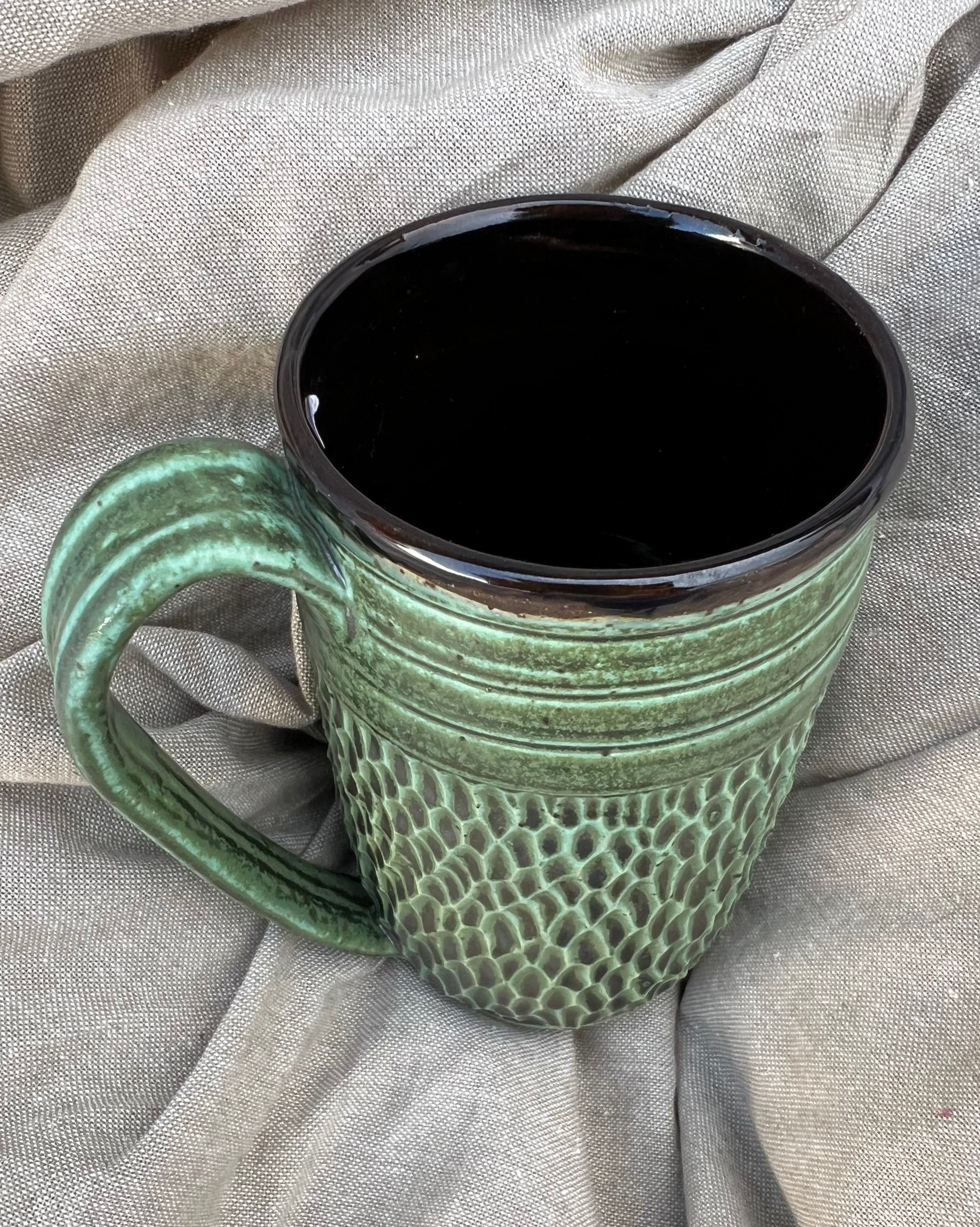 Heavy Texture Large Green Mug